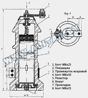 Разрядник вентильный РВО 6